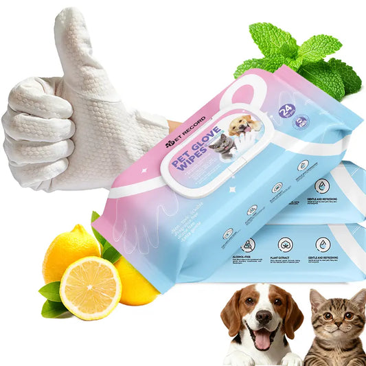 24-Pack Hypoallergenic Disposable Pet Grooming Gloves - Multi-Purpose Shedding, Massage, and Cleaning Wipes with Plant Extracts